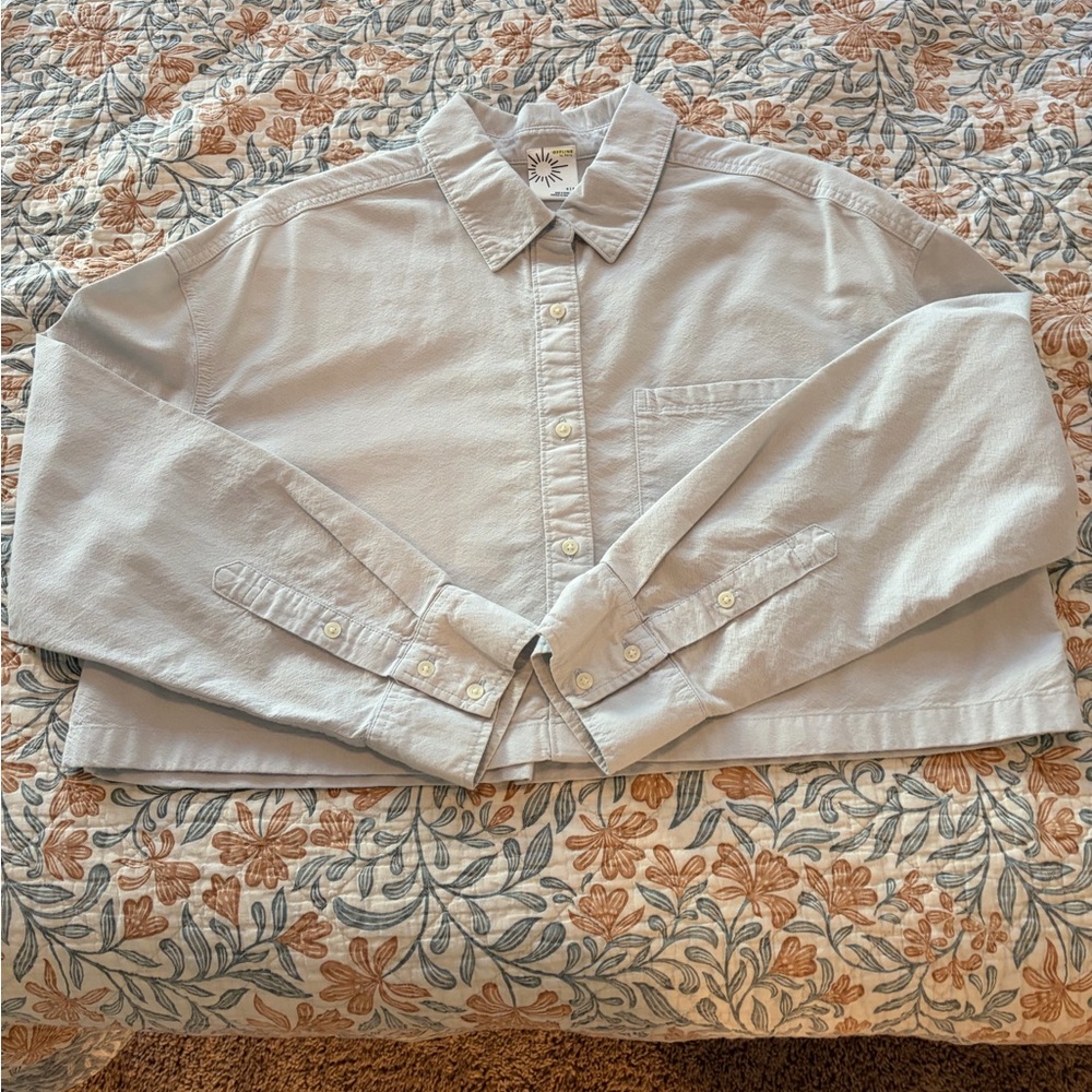 Aerie Light light blue Button Down Shirt Cropped